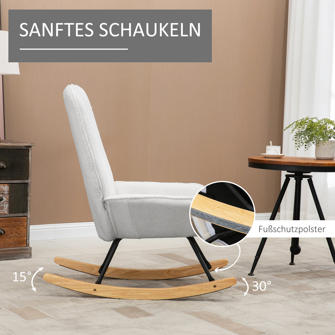 Gyngestol moderne design gyngestol, sherpa fleece, quiltet, 63 cm x 95 cm x 97 cm natur + grå