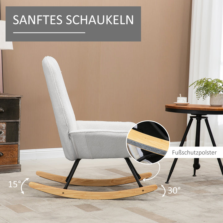 Gyngestol moderne design gyngestol, sherpa fleece, quiltet, 63 cm x 95 cm x 97 cm natur + grå