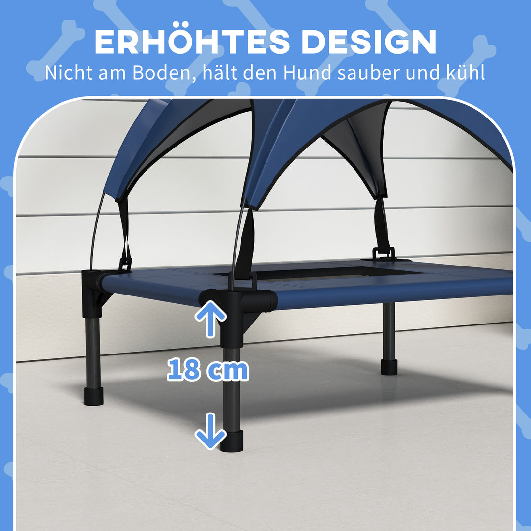 Hundeseng med tag, udendørs, bærbar, vandafvisende, op til 30 kg, 61 x 46 x 63 cm, mørkeblå