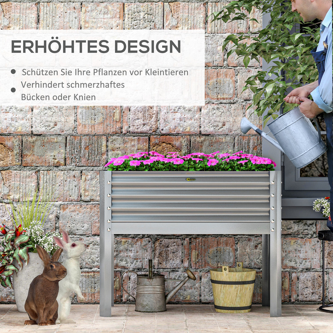 Højbed plantekasse vejrbestandig 100 cm x 45 cm x 80 cm sølv