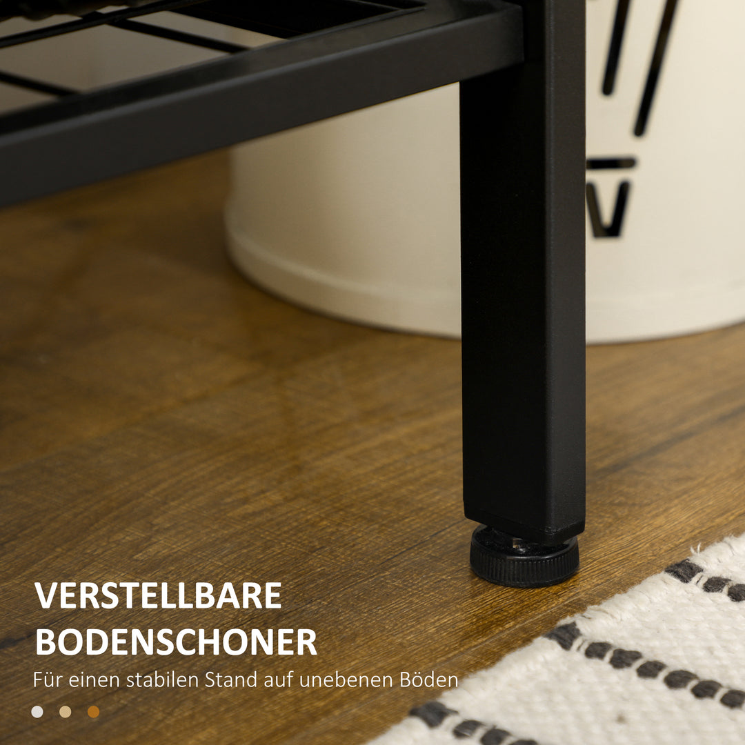 Industriel knagerække med 1 memoplade, 1 skobænk, 8 knagerækker og 1 opbevaringstaske, sort + brun