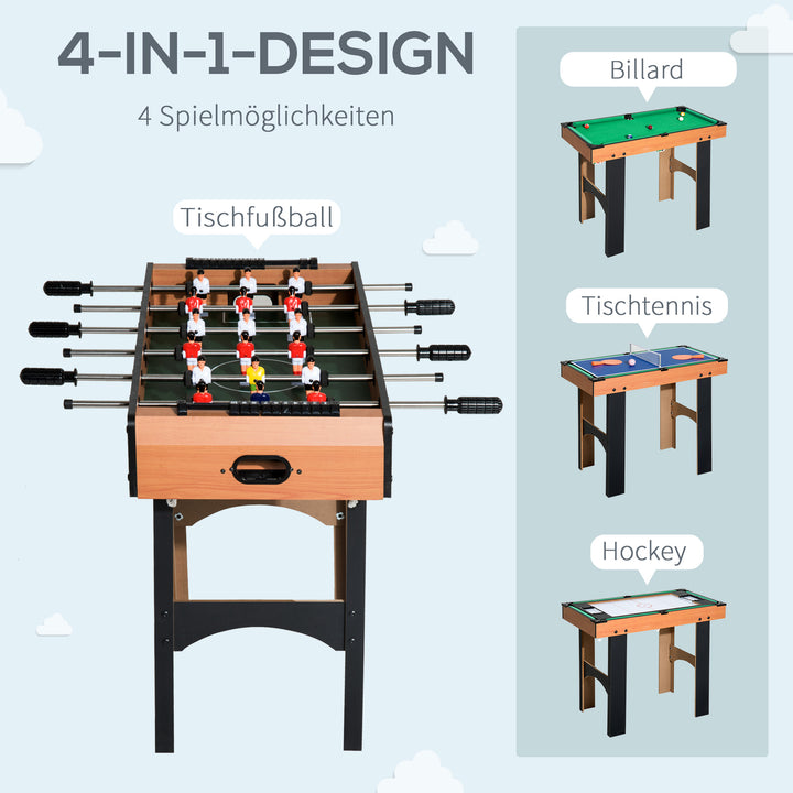 2-i-1 bordfodbold, 4-i-1 multispilbord, kompakt, inkl. spilletilbehør, 92 x 78 x 80 cm