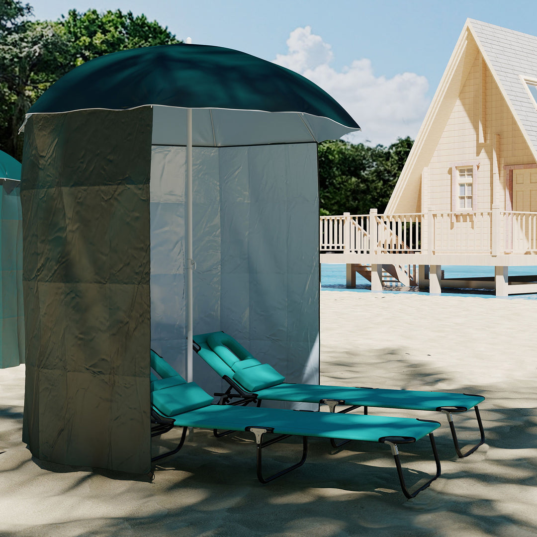 Strandparasol med sidepanel, polyester, mørkegrøn, 2,2 x H2,2m