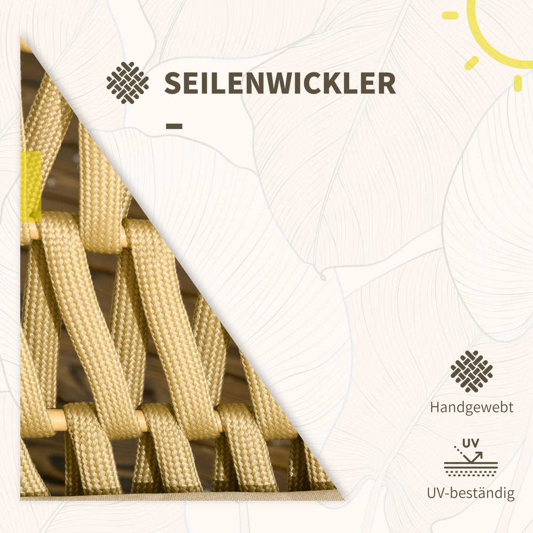 Havemøbelsæt med 4 dele, bord med glasplade, inklusive sædehynder, vejrbestandig, khaki