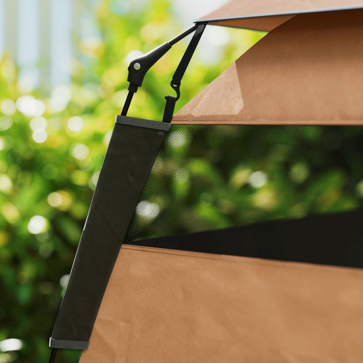 Kæledyrstelt, hundetelt, sammenklappeligt, vejrbestandigt, hundehus, til store hunde, mørkebrun