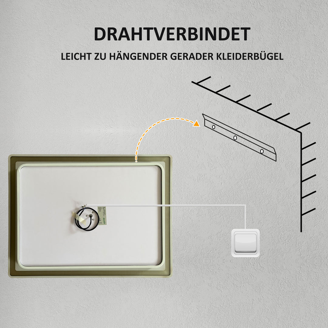LED-badeværelsesspejl med 3x forstørrelse, touchfunktion, hukommelsesfunktion, antidug, 80 x 60 cm