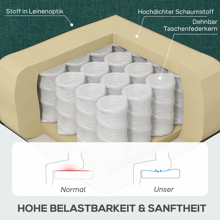 Elegant lænestol med ryglæn, tykt polstret, aftageligt betræk, 74 x 86 x 102 cm, mørkegrøn
