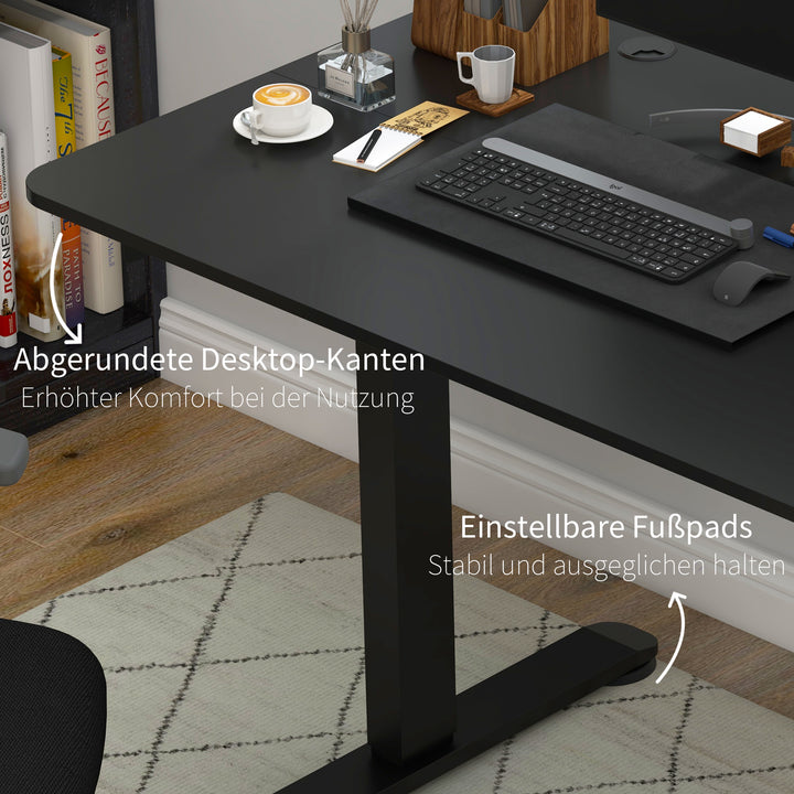 Hæve-sænkebord, 140 cm x 70 cm x 116 cm, sort