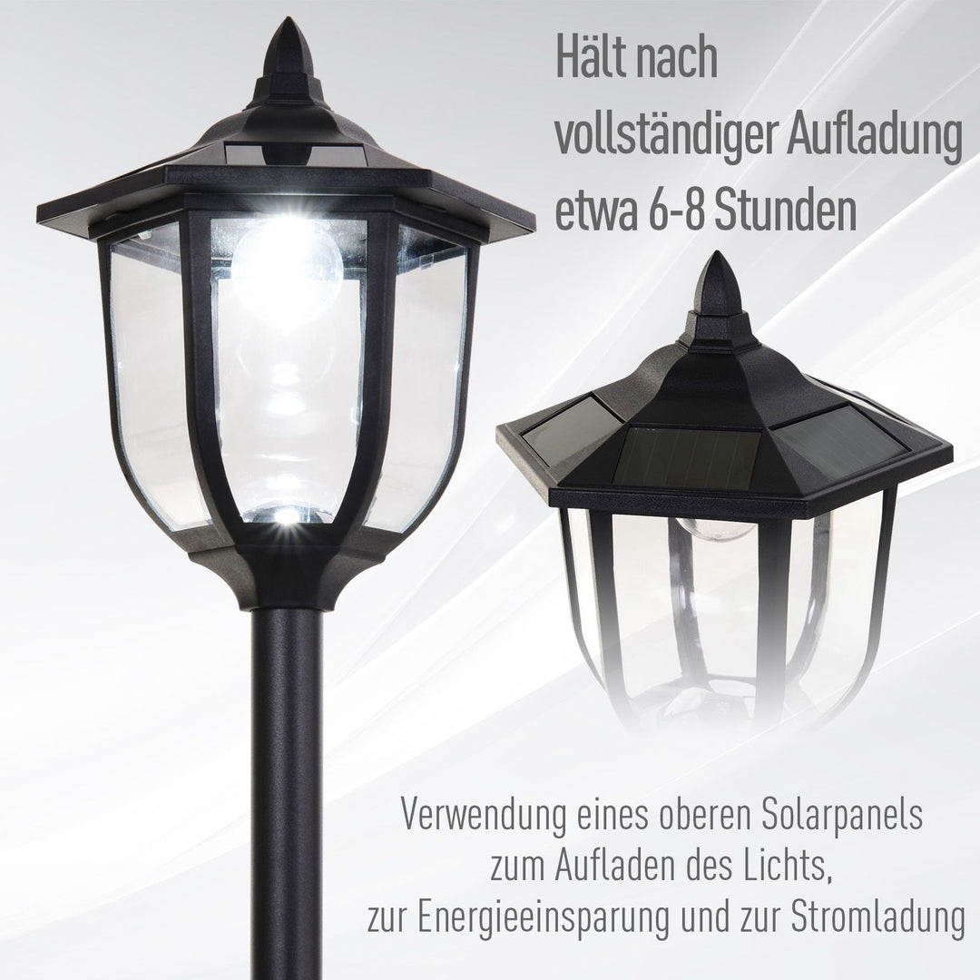 Solar led havelanterne, plastiklanterne, udendørslampe til indendørs og udendørs brug, 177 cm høj, havelampe, 30/60 lumen, til havealtandekoration, sort