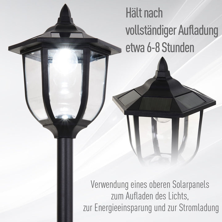 Solar led havelanterne, plastiklanterne, udendørslampe til indendørs og udendørs brug, 177 cm høj, havelampe, 30/60 lumen, til havealtandekoration, sort