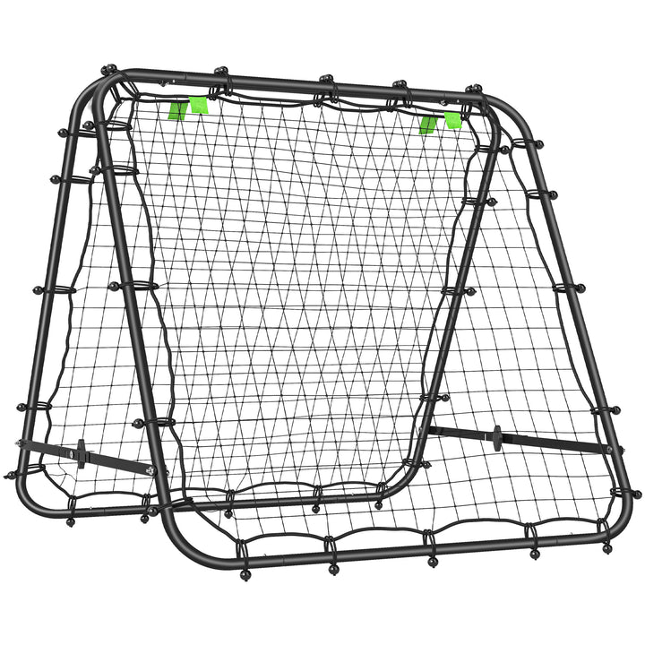 Fodboldmål, justerbart, foldbart, metalramme, 100 x 95 cm, sort
