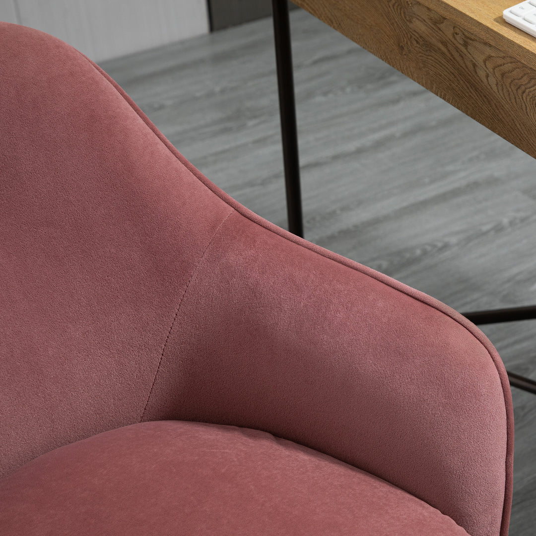 Kontorstol med knaplukning, højdejusterbar, gyngefunktion, fløjlslook, 61 cm x 59 cm x 90,5 cm, antik pink
