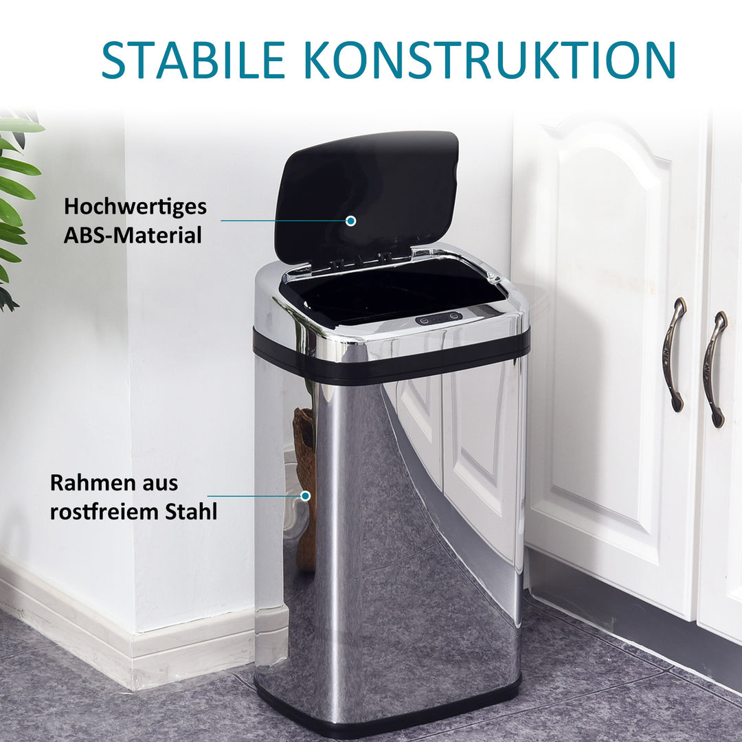 Rustfrit stål automatisk sensor skraldespand affaldsbeholder ir sensor med/uden indvendig spand rund firkantet (30l/kvadratisk)
