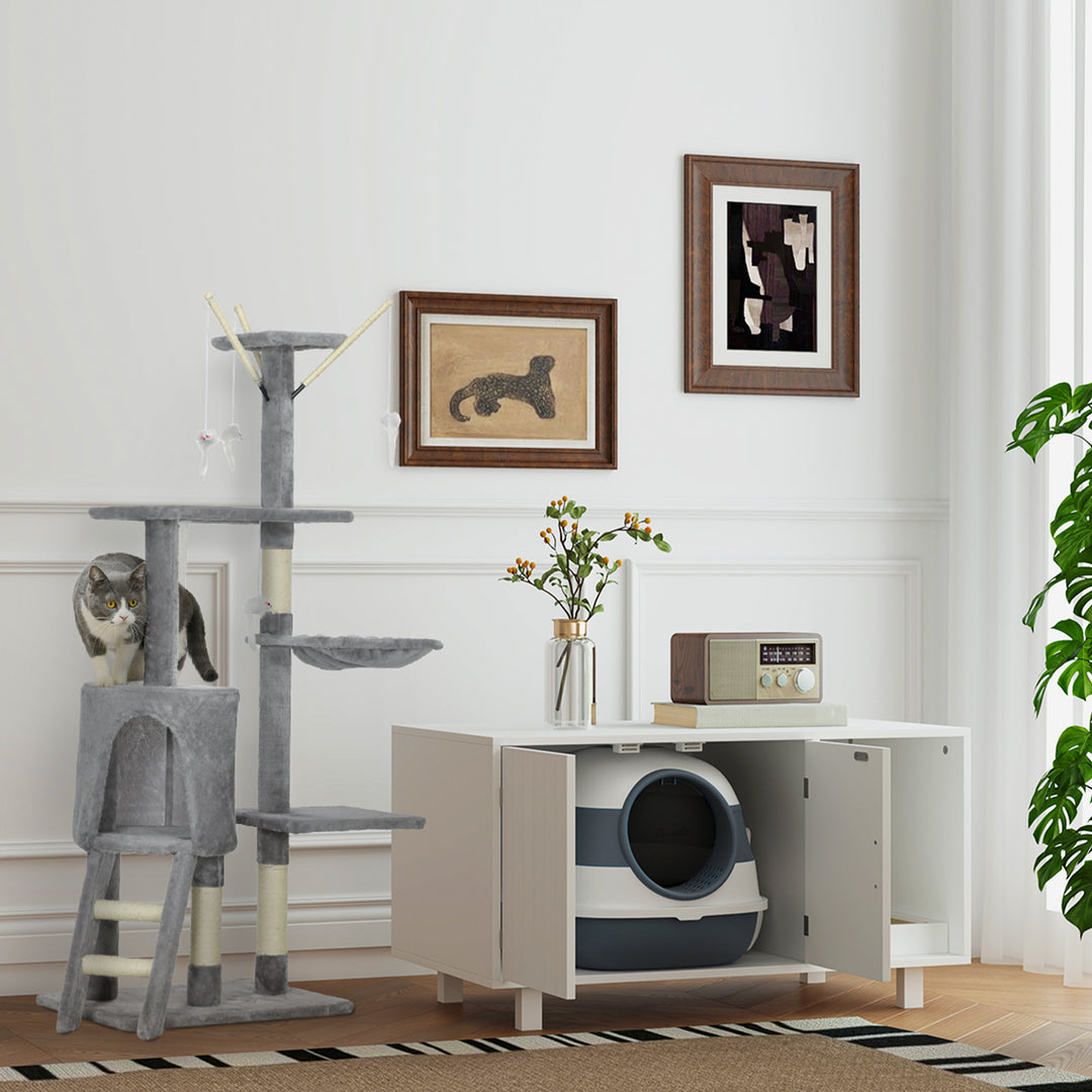 Kradsetræ, kradsetræ, kradsetræ til kat, trappe, legetøj, 50 x 35 x 134,2 cm, grå
