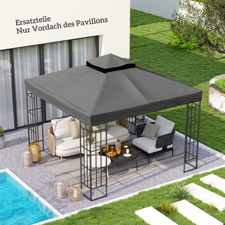 3 x 3 m udskiftningstag til pavillon, udskiftningspresenning til pavillon med drænhuller, UPF30+, solbeskyttelse, mørkegrå