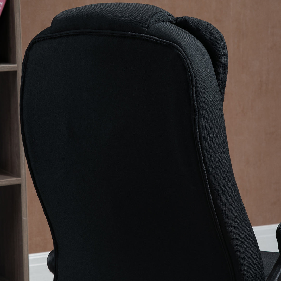 Kontorstol computerstol afslappet liggende højdejusterbar skrivebordsstol ergonomisk 360° skumplast-plastik linnedlignende polyester sort 65 x 72 x 100-120 cm