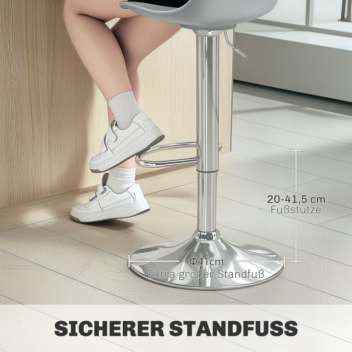 Sæt med 2 barstole, drejelige barstole med ryglæn, højdejusterbar, belastningskapacitet op til 120 kg, 42 x 38 x 82-104 cm, grå