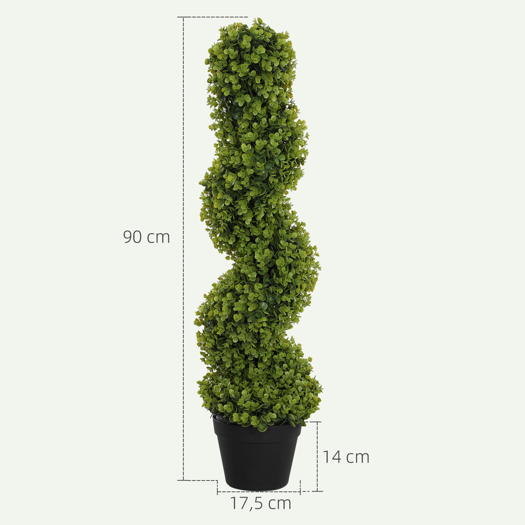 Sæt med 2 dekorative planter, kunstige planter i potter, kunstige planter til hjemmet, indendørs, udendørs, 90 cm, grøn