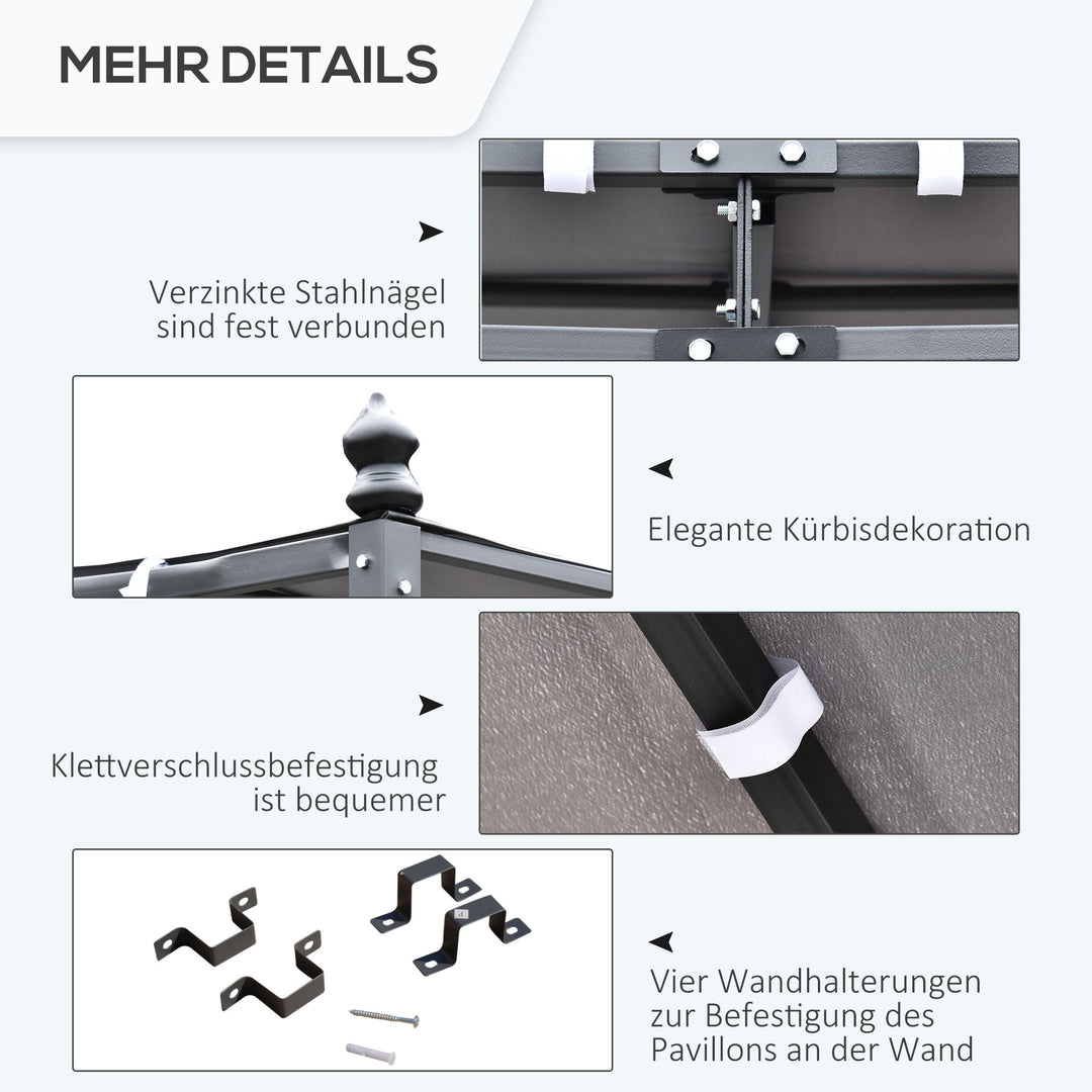 Pergola havepavillon pavilion baldakintelt metal grå 297x297cm