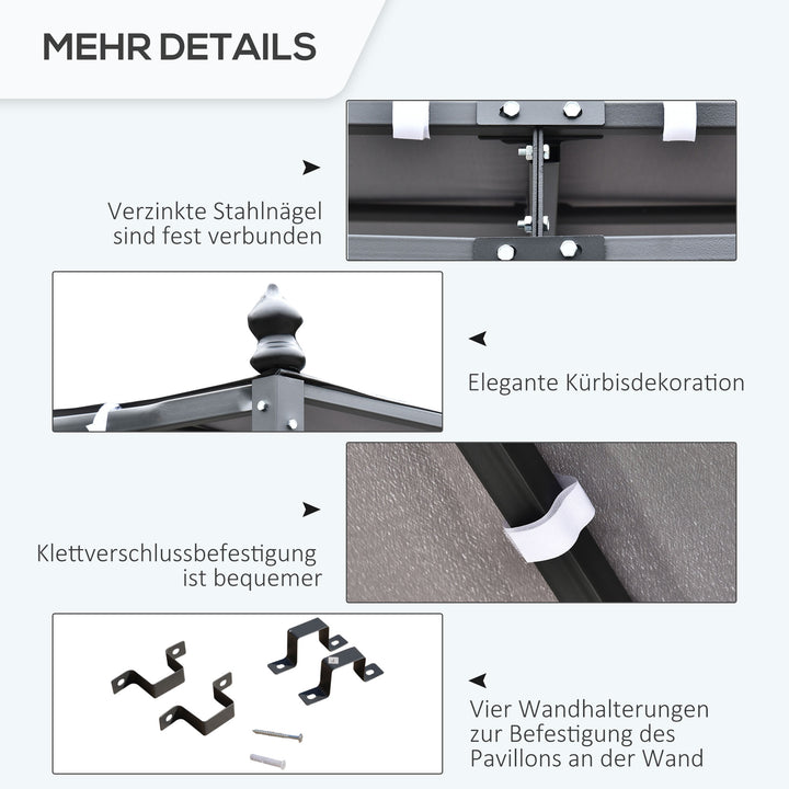 Pergola havepavillon pavilion baldakintelt metal grå 297x297cm