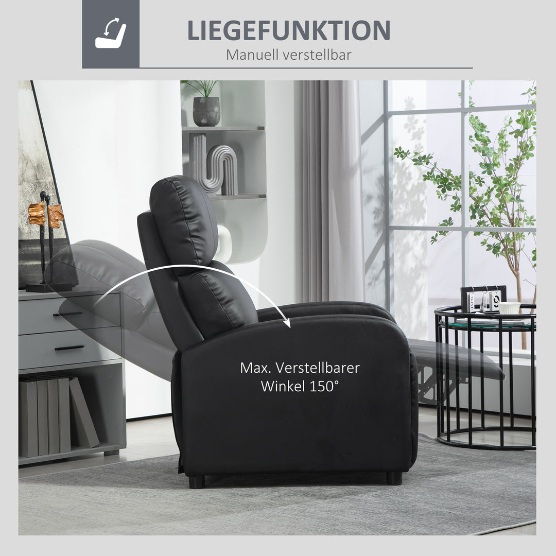 Lænestol tv-stol lænestol med lænefunktion kunstlæder (sort)