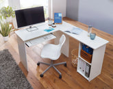 Hjørneskrivebord i skadinavisk stil, 140 x 75,5 x 120 cm, hvid