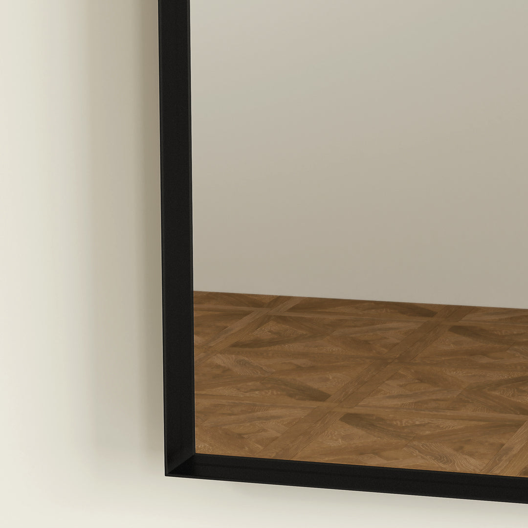 Buet badeværelsesspejl, 50 x 70 cm, badeværelsesspejl med aluminiumsramme, dekorativt spejl, køkken, sort