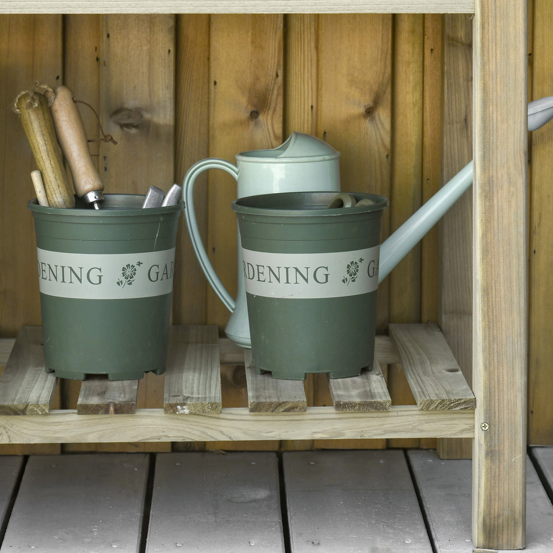 Højbed, hævet træplantekasse med bundhylde, robust konstruktion, drænhuller, 91l x 51b x 76h cm, grøn