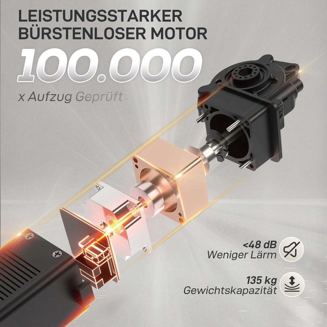 Lænestol med støjsvag motor, polstret stol med robust stofbetræk, hukommelsesfunktion, justerbar fodstøtte, grå