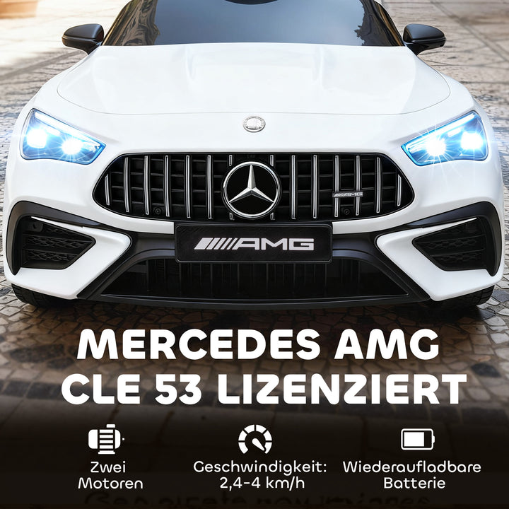 Børne elbil, Mercedes design, 12V motor, fjernbetjening, LED-lys, musik, til børn i alderen 3-6 år, hvid