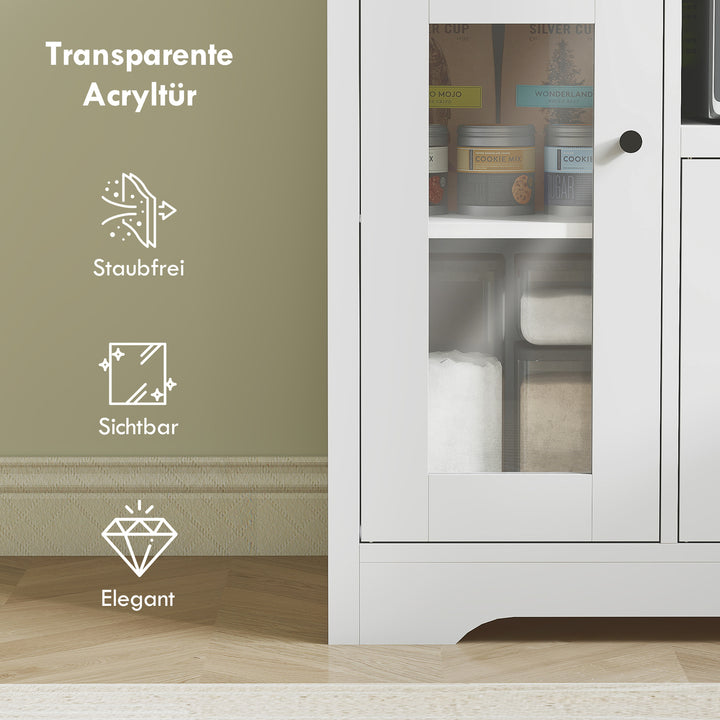 Køkkenskab med kabelhul, kommode med 2 skabe, åbent rum, skuffe, 80 x 35 x 72,2 cm, spånplade, hvid