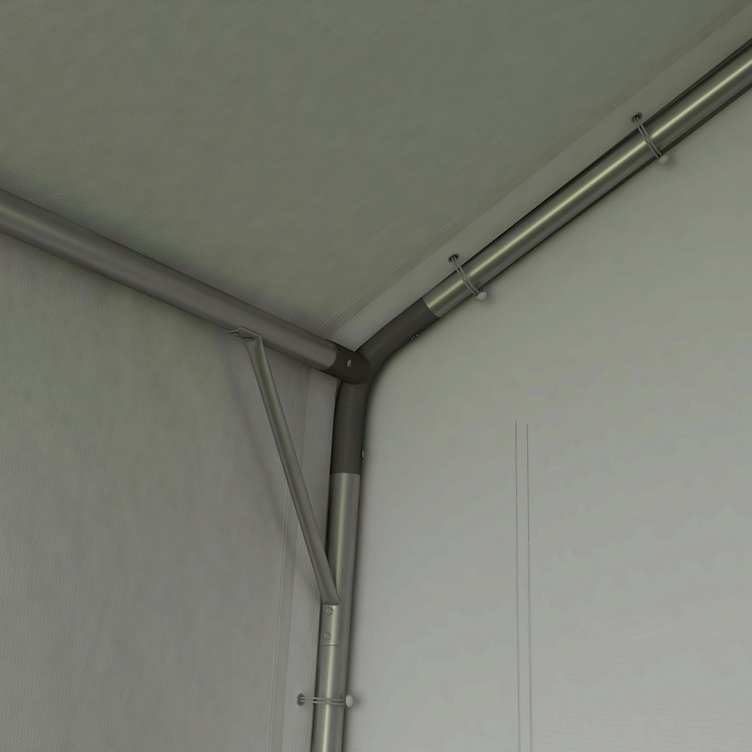 Vejrbestandigt havetelt, uv-bestandigt, ventilationsvindue, stålramme, 210x360x235 cm, mørkegrå