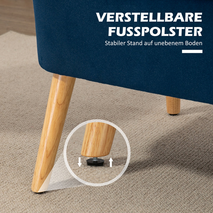 Retro design 2-personers sofa, træben, 117 cm x 56,5 cm x 77 cm, blå
