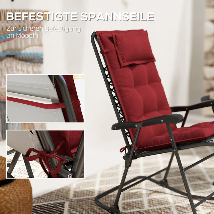 Sæt med 2 hynder til liggestol vandafvisende liggestolhynde til haveliggestolhynde 50x116x5 cm, vinrød