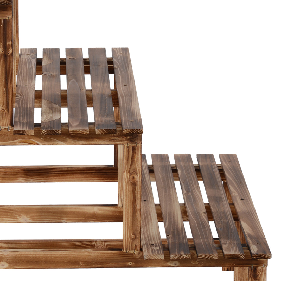 Plantetrappe, blomstertrappe, blomsterhylde, plantehylde, blomsterstativ, 3 niveauer, fyrretræ, 80 x 80 x 78 cm