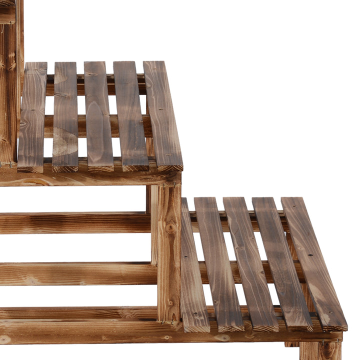 Plantetrappe, blomstertrappe, blomsterhylde, plantehylde, blomsterstativ, 3 niveauer, fyrretræ, 80 x 80 x 78 cm