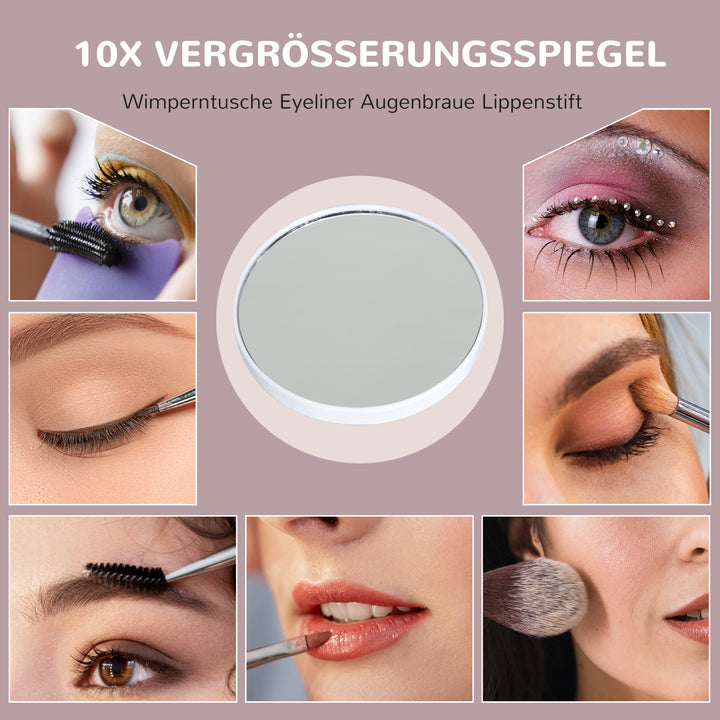 Led-kosmetikspejl, 3 lysindstillinger, dæmpbar, touch-betjening, usb, 58x48cm, hvid