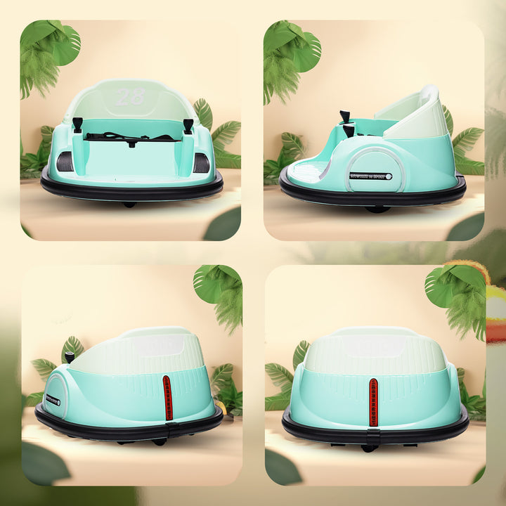 Kofangerbil, 360° rotation, 2 km/t hastighed, sikkerhedssele, led-lys, musik og horn, grøn