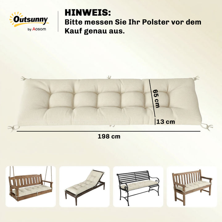 Aftagelig pallehynde med fastgørelsesstropper, pallehynde til de fleste liggestole, 198x65x13cm, beige