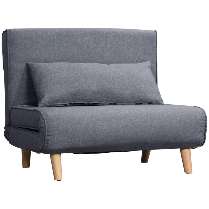 Enkelt sovesofa sovesofa foldsofa justerbar ryglæn liggestol nordisk skandinavisk 25d skum hushør imiteret grantræ grå 94 x 78 x 80 cm