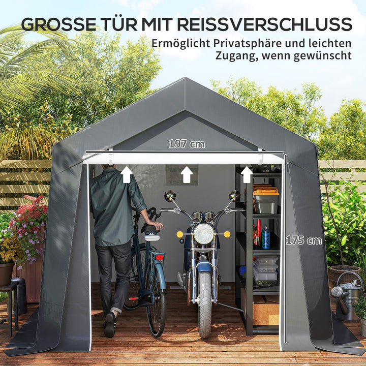 Carporttelt garage 3x3 m Vandtæt garagetelt med rulleport, ventilationsvindue, forlængede kanter, mørkegrå