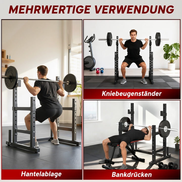 2-lags vægtskivestativ, stål, vægtstangsopbevaring op til 300 kg, sort