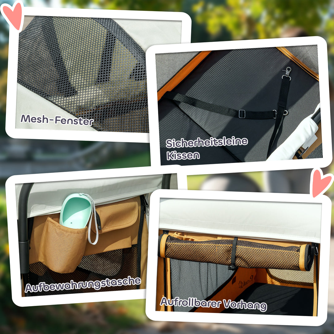 Hundeklapvogn sammenklappelig hundeklapvogn til hunde og katte op til 30 kg 110 x 65 x 102 cm brun