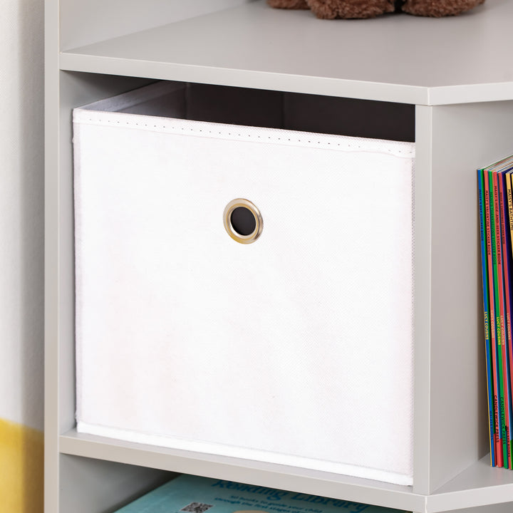 Opbevaringshylde til børn, 3 non-woven skuffer, mdf, anti-tip, grå