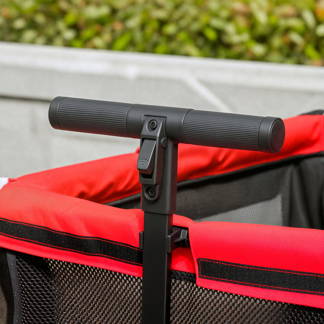 Hundeklapvogn, sammenklappelig hundeklapvogn til hunde og katte op til 30 kg, 110 x 65 x 102 cm, rød