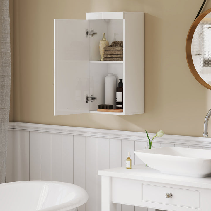 Badeværelsesskab i to niveauer, kommode, vægmonteret, spånplade, mdf, hvid