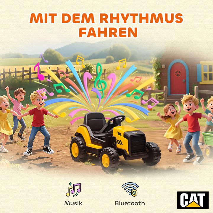 Børnebyggeribil, kørebil til børn, fjernbetjening, manuel styring, Bluetooth + musikfunktion, 3-6 år, plastik, stål, gul