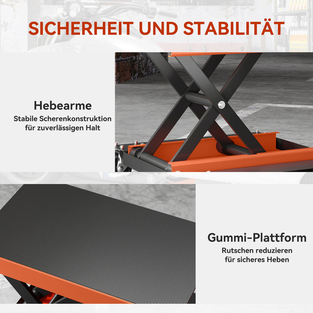 Motorcykeldonkraft 500 kg lastkapacitet motorcykelløft 135-390 mm højdejusterbar stål orange
