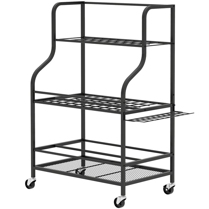 3-lags haveredskabsorganisator med kroge, lasteevne op til 40 kg, 77x40x97cm, sort