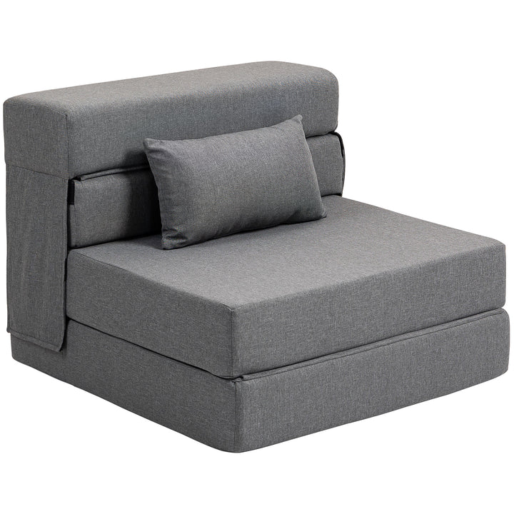 3-i-1 sovesofa med linnedlook, 80 x 80 x 64 cm, mørkegrå